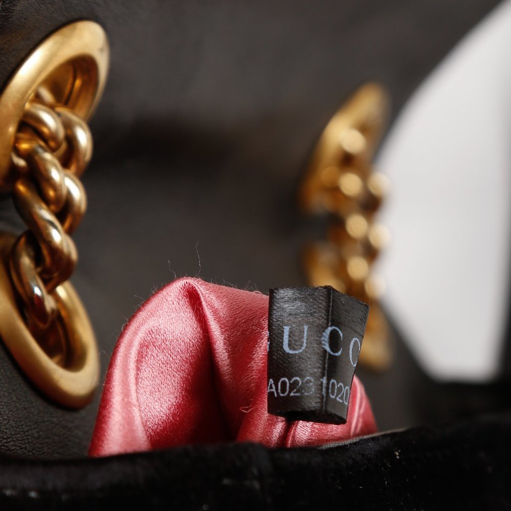 SOLD Gucci Black Velvet Matelassé GG Marmont Mini Bag - Picture 11 of 11